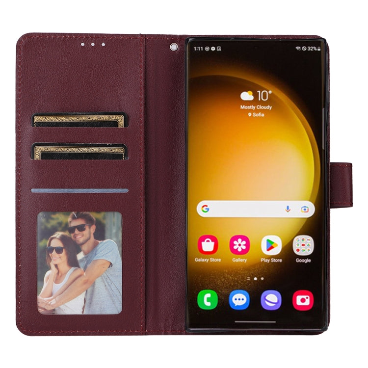 For Samsung Galaxy S25 Ultra 5G 3-Card Slots Multifunctional Leather Phone Case(Wine Red) - Galaxy S25 Ultra 5G Cases by buy2fix | Online Shopping UK | buy2fix