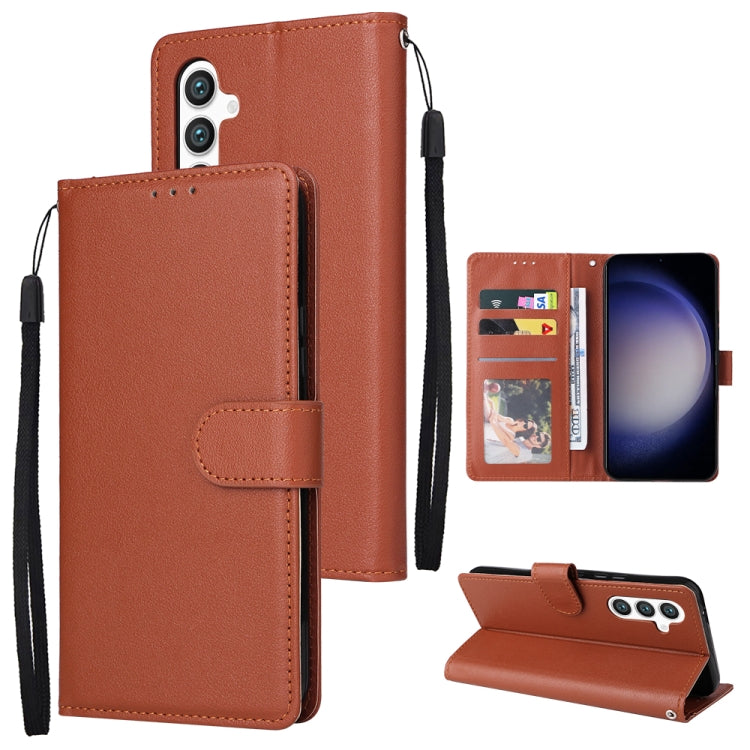 For Samsung Galaxy S25 5G 3-Card Slots Multifunctional Leather Phone Case(Brown) - Galaxy S25 5G Cases by buy2fix | Online Shopping UK | buy2fix