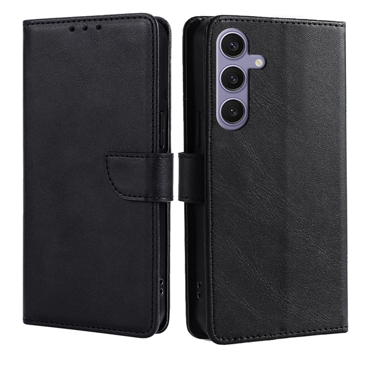 For Samsung Galaxy S25+ 5G Calf Texture Buckle Flip Leather Phone Case(Black) - Galaxy S25+ 5G Cases by buy2fix | Online Shopping UK | buy2fix