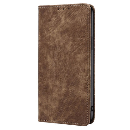 For Samsung Galaxy S25 5G RFID Anti-theft Brush Magnetic Leather Phone Case(Brown) - Galaxy S25 5G Cases by buy2fix | Online Shopping UK | buy2fix