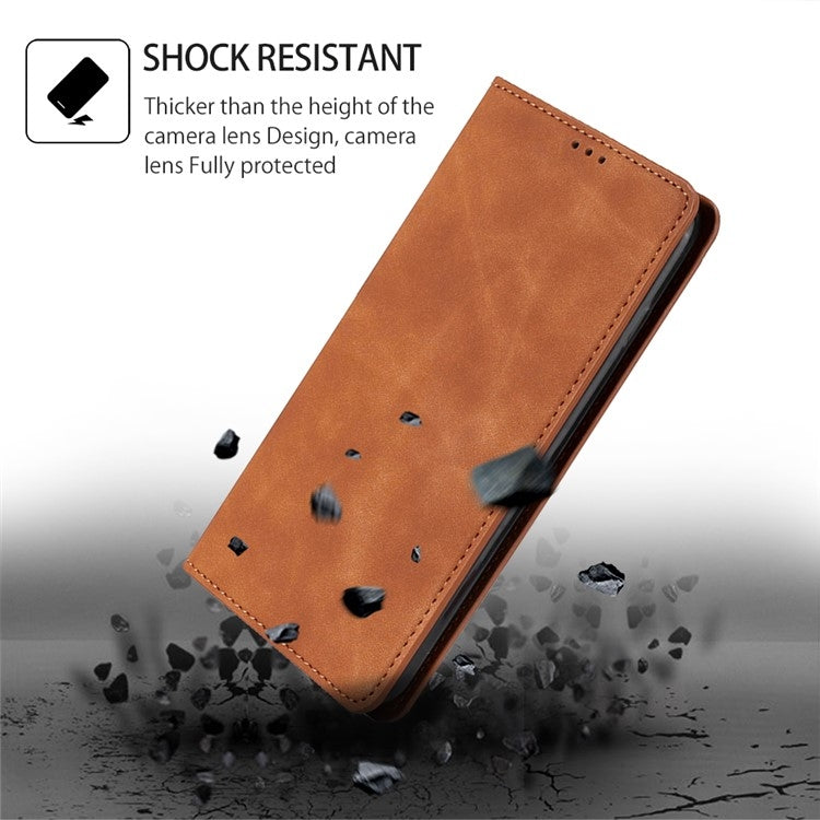 For Samsung Galaxy S25+ 5G Skin Feel Magnetic Leather Phone Case(Light Brown) - Galaxy S25+ 5G Cases by buy2fix | Online Shopping UK | buy2fix