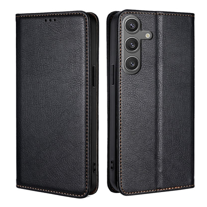 For Samsung Galaxy S25 5G Gloss Oil Solid Color Magnetic Leather Phone Case(Black) - Galaxy S25 5G Cases by buy2fix | Online Shopping UK | buy2fix