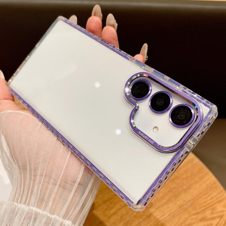 For Samsung Galaxy S25 5G Transparent Phone Case with Lens Film(Purple) - Galaxy S25 5G Cases by buy2fix | Online Shopping UK | buy2fix