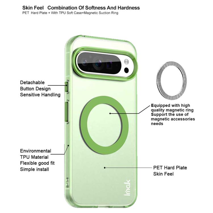 For Google Pixel 9 Pro XL IMAK Candy Series Shockproof MagSafe Phone Case(Green) - Google Cases by imak | Online Shopping UK | buy2fix