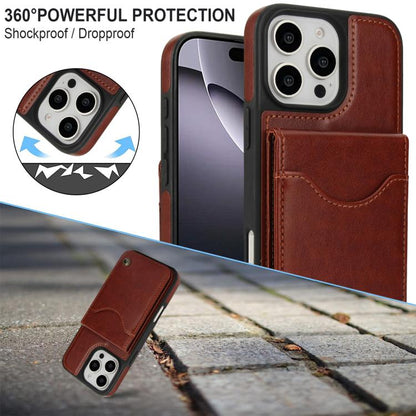 For iPhone 16 Pro Max AwQuer Vertical Flip Card Bag Holder Leather Phone Case(Brown) - iPhone 16 Pro Max Cases by Awquer | Online Shopping UK | buy2fix