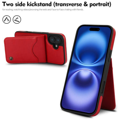 For iPhone 16 AwQuer Vertical Flip Card Bag Holder Leather Phone Case(Red) - iPhone 16 Cases by Awquer | Online Shopping UK | buy2fix