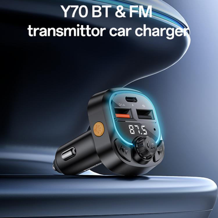 Yesido Y70 Car Bluetooth FM Transmitter(Black) - Bluetooth Car Kits by Yesido | Online Shopping UK | buy2fix