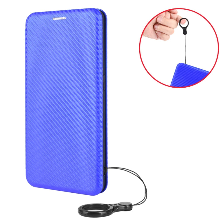 For Ulefone Note 9P Carbon Fiber Texture Horizontal Flip TPU + PC + PU Leather Case with Card Slot & Lanyard(Blue) - Ulefone Cases by buy2fix | Online Shopping UK | buy2fix