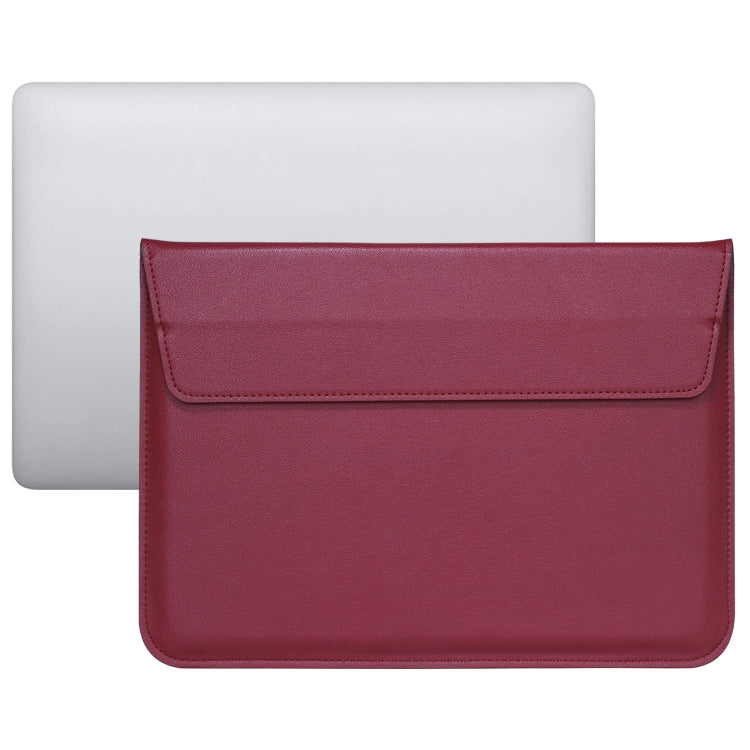 PU Leather Ultra-thin Envelope Bag Laptop Bag for MacBook Air / Pro 15 inch, with Stand Function(Wine Red) - Protective Bags by buy2fix | Online Shopping UK | buy2fix