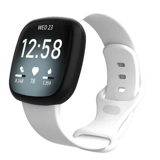 For Fitbit Versa 4 / Versa 3 / Sense 2 / Sense Silicone Watch Band, Size: L(White) - Watch Bands by buy2fix | Online Shopping UK | buy2fix