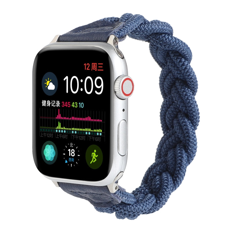 Elastic Woven Watch Band For Apple Watch Ultra 49mm&Watch Ultra 2 49mm / Series 9&8&7 45mm / SE 3&SE 2&6&SE&5&4 44mm / 3&2&1 42mm, Length:120mm(Blue) - Watch Bands by buy2fix | Online Shopping UK | buy2fix