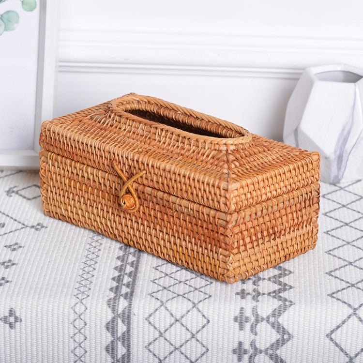 ZJH01 Restaurant Desktop Rattan Braided Tissue Storage Box Case, Size: L - Storage Boxes by buy2fix | Online Shopping UK | buy2fix