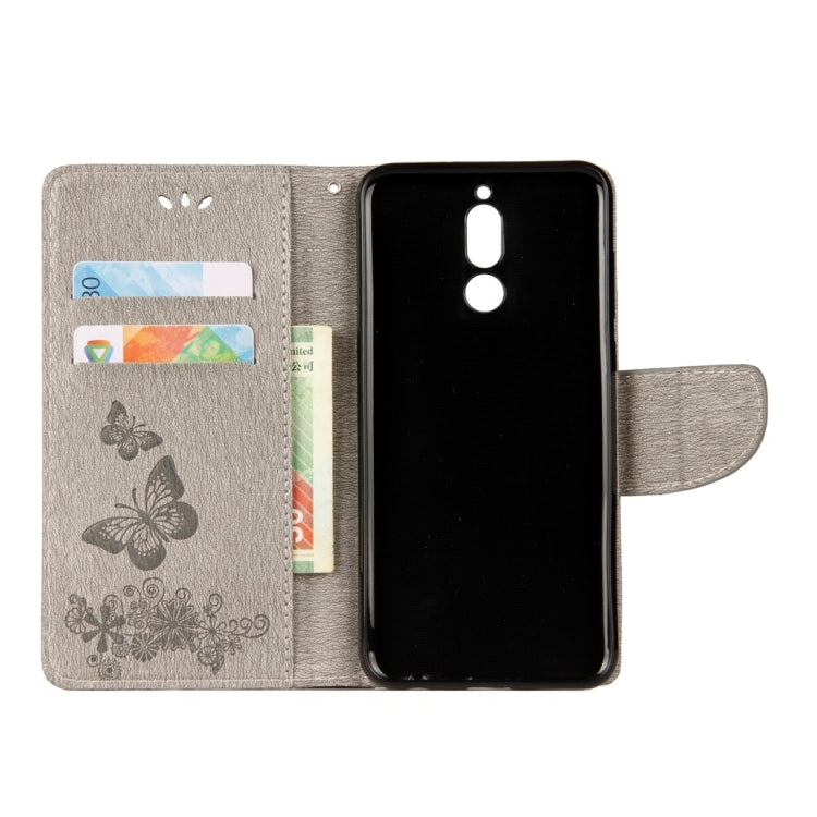 For Huawei  Mate 10 Lite Vintage Embossed Floral Butterfly Pattern Horizontal Flip Leather Case with Card Slot & Holder & Wallet & Lanyard (Grey) - Huawei Cases by buy2fix | Online Shopping UK | buy2fix