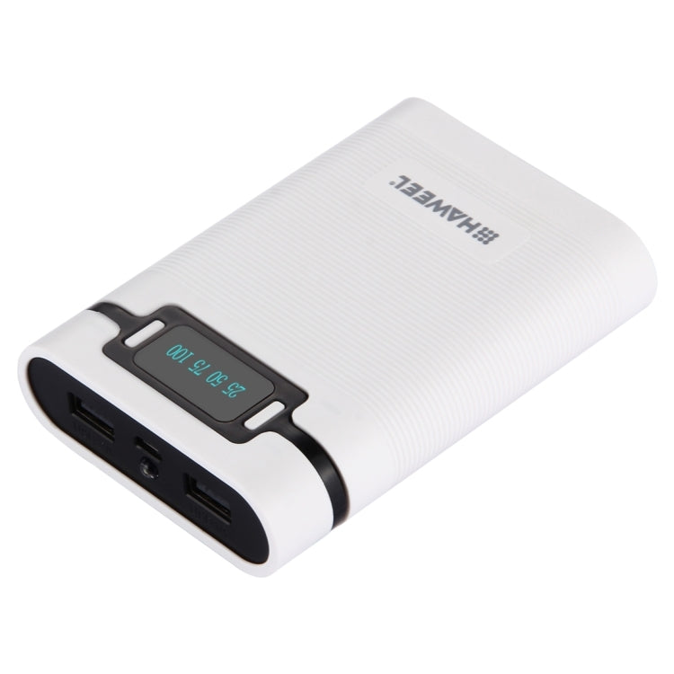 [US Warehouse] HAWEEL DIY 4 x 18650 Battery (Not Included) 10000mAh Power Bank Shell Box with 2 x USB Output & Display for iPhone, Galaxy, Sony, HTC, Google, Huawei, Xiaomi, Lenovo and other Smartphones(White) - Power Bank Box by HAWEEL | Online Shopping UK | buy2fix