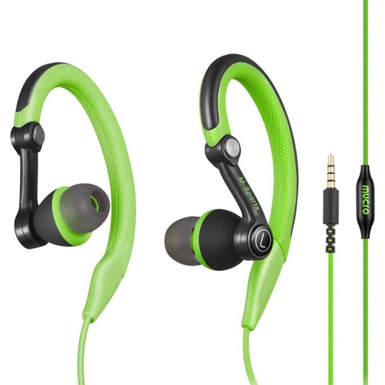 Mucro MB-232 Running In-Ear Sport Earhook Wired Stereo Headphones for Jogging Gym(Green) - Sport Earphone by Mucro | Online Shopping UK | buy2fix