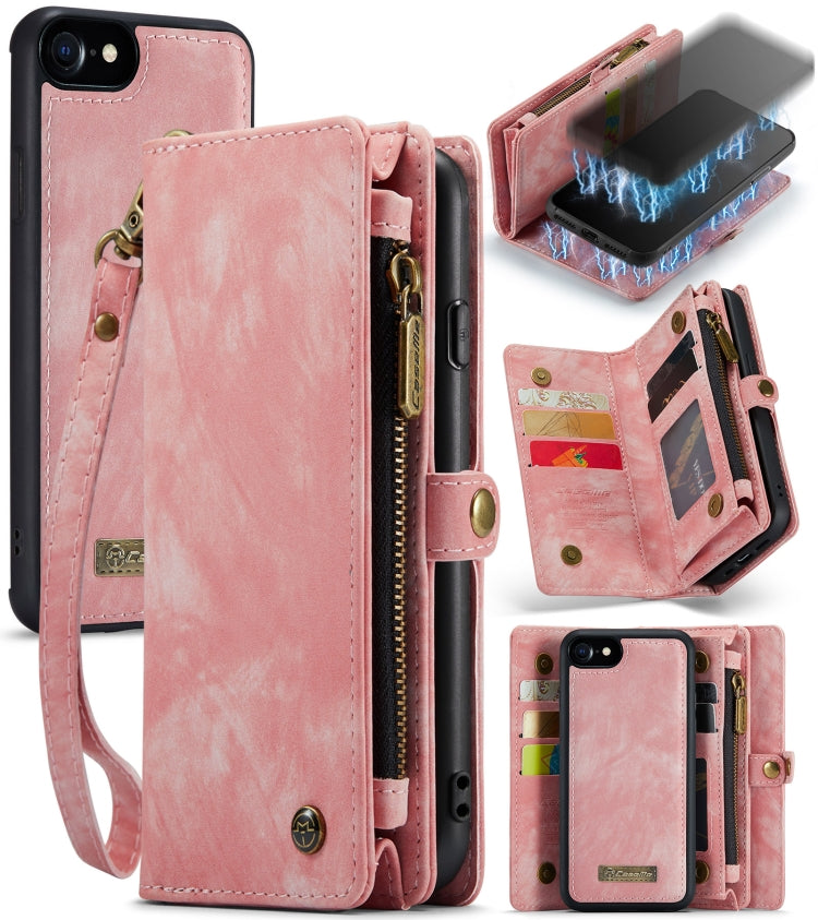 CaseMe for  iPhone 8 & 7  Multifunctional Leather Billfold with Detachable Magnetic PC Back Protective Case & Holder & 10 Card Slots & 3 Cash Slots & 1 Zipper Wallet & 2 Photo Frames & 3 Magnetic Clasps(Pink) - More iPhone Cases by CaseMe | Online Shopping UK | buy2fix