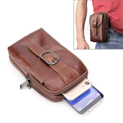 6.3 inch and Below Universal Crazy Horse Texture Genuine Leather Men Vertical Style Case Waist Bag with Belt Hole for Sony, Huawei, Meizu, Lenovo, ASUS, Cubot, Oneplus, Xiaomi, Ulefone, Letv, DOOGEE, Vkworld, and other Smartphones(Brown) - More iPhone Cases by buy2fix | Online Shopping UK | buy2fix