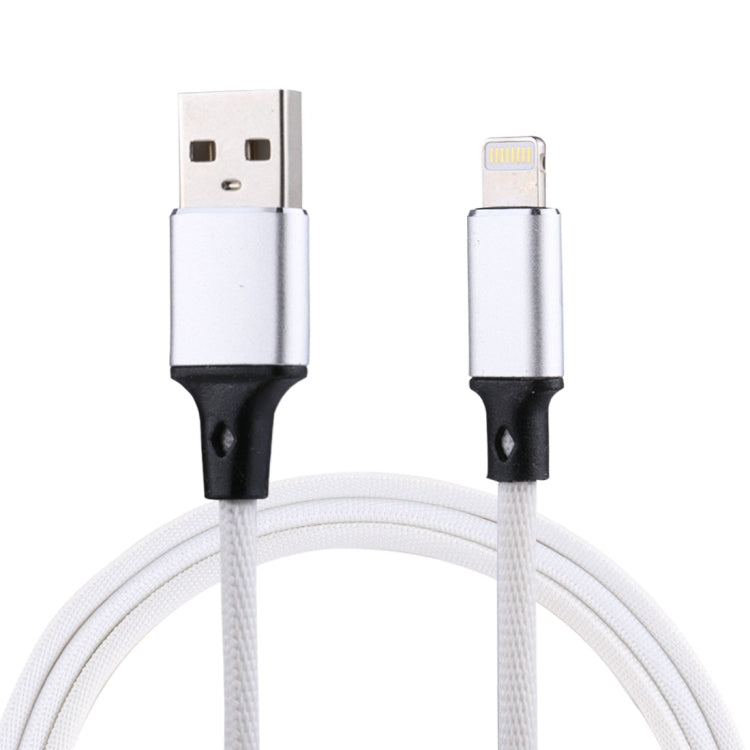 1m 2A USB to 8 Pin Nylon Weave Style Data Sync Charging Cable(White) - Normal Style Cable by buy2fix | Online Shopping UK | buy2fix