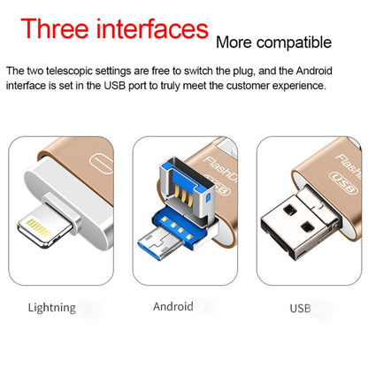 8GB USB 3.0 + 8 Pin + Mirco USB Android iPhone Computer Dual-use Metal Flash Drive (Silver) - U Disk & Card Reader by buy2fix | Online Shopping UK | buy2fix