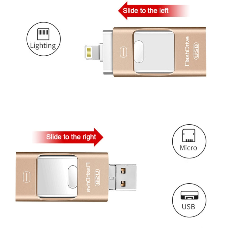 32GB USB 3.0 + 8 Pin + Mirco USB Android iPhone Computer Dual-use Metal Flash Drive (Black) - U Disk & Card Reader by buy2fix | Online Shopping UK | buy2fix