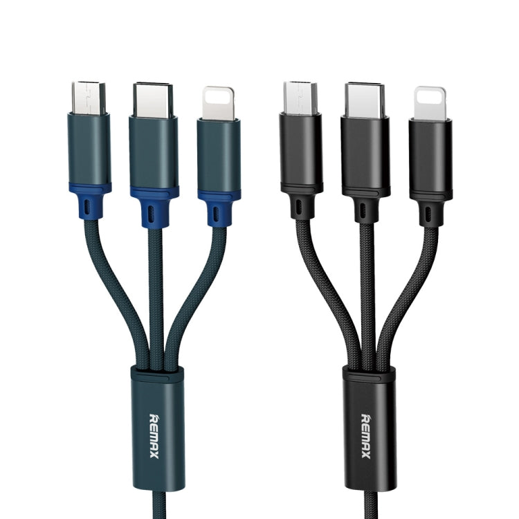 REMAX RC-131TH 1m 2.8A 3 in 1 USB to 8 Pin & USB-C / Type-C & Micro USB Charging Cable(Blue) - Multifunction Cable by REMAX | Online Shopping UK | buy2fix