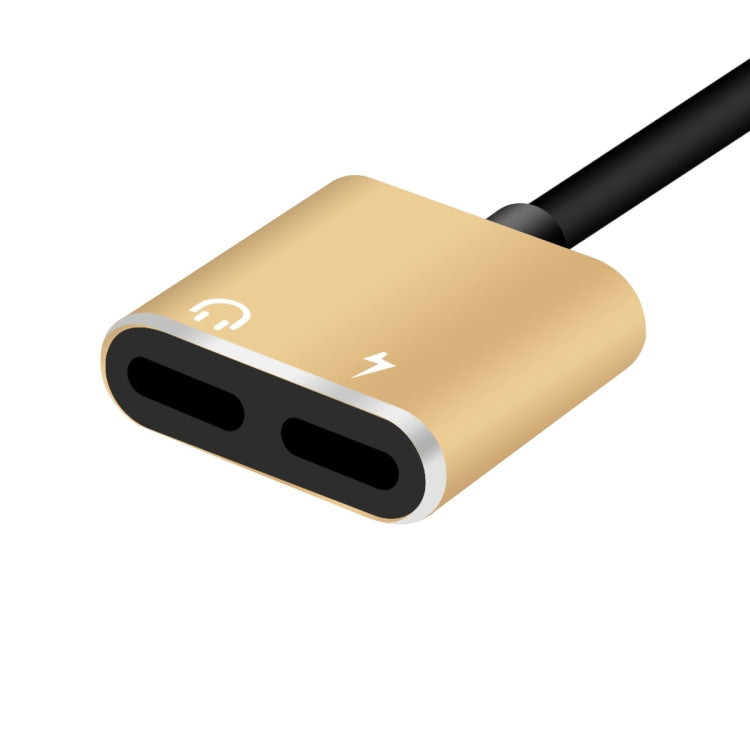 ENKAY Hat-prince HC-15 8 Pin + 3.5mm Jack to 8 Pin Charge Audio Adapter Cable, Support up to iOS 15.0(Gold) - Earphone Adapter by ENKAY | Online Shopping UK | buy2fix