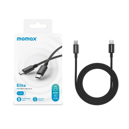 MOMAX DC30 1.5m USB-C / Type-C to USB-C / Type-C 60W Braided Data Sync Charge Cable (White) - USB-C & Type-C Cable by MOMAX | Online Shopping UK | buy2fix
