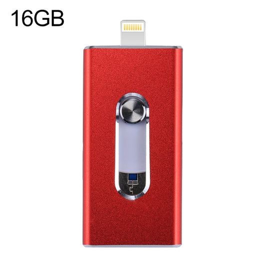 RQW-02  3 in 1 USB 2.0 & 8 Pin & Micro USB 16GB Flash Drive(Red) - U Disk & Card Reader by buy2fix | Online Shopping UK | buy2fix