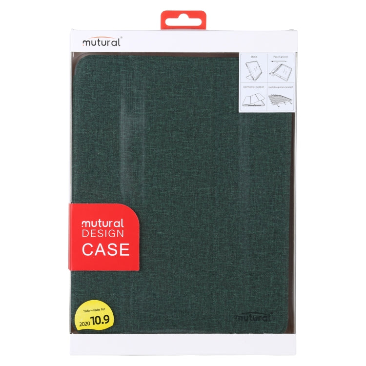 Mutural YASHI Series TPU + PU Cloth Pattern Texture Horizontal Flip Leather Case with Three-folding Holder & Pen Slot & Wake-up / Sleep Function For iPad Air 2022 / 2020 10.9(Green) - iPad Air (2022) / (2020) 10.9 Cases by Mutural | Online Shopping UK | buy2fix