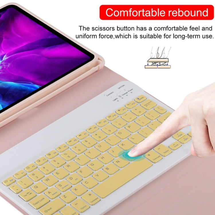 TG11B Detachable Bluetooth Yellow Keyboard + Microfiber Leather Tablet Case for iPad Pro 11 inch (2020), with Pen Slot & Holder (Pink) - For iPad Pro by buy2fix | Online Shopping UK | buy2fix