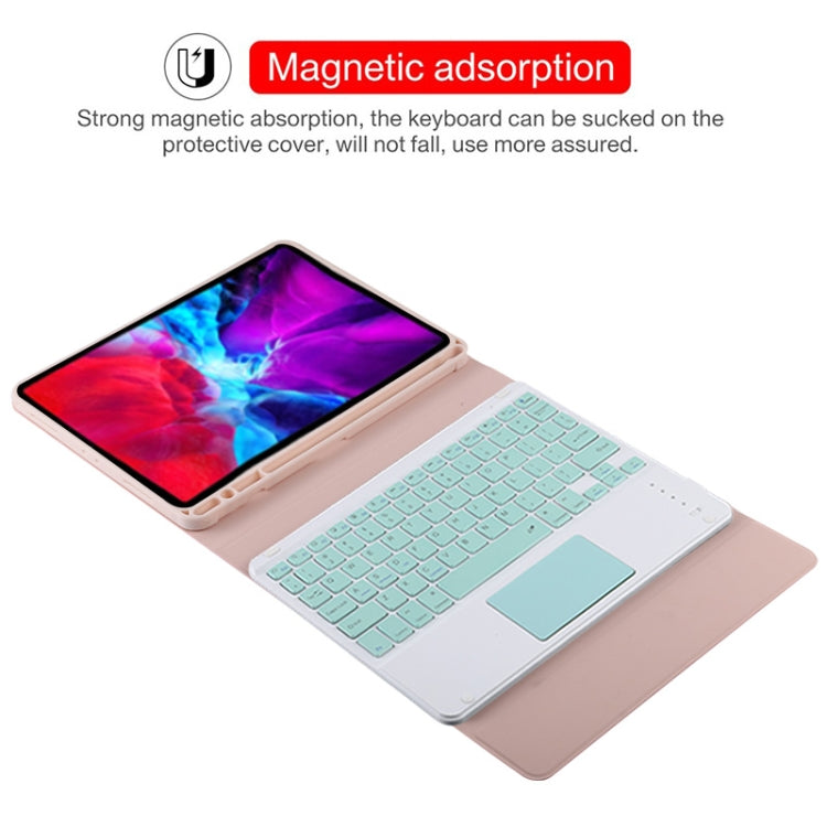 TG11BC Detachable Bluetooth Green Keyboard Microfiber Leather Tablet Case for iPad Pro 11 inch (2020), with Touchpad & Pen Slot & Holder (Pink) - For iPad Pro by buy2fix | Online Shopping UK | buy2fix