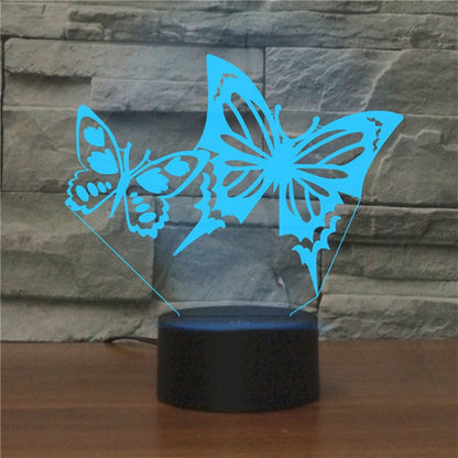 Two Butterflies Shape 3D Colorful LED Vision Light Table Lamp, Charging Touch Version - Novelty Lighting by buy2fix | Online Shopping UK | buy2fix