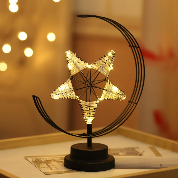 Star Moon Shape Iron Night Light Decorative Light, USB Version (Black) - Night Lights by buy2fix | Online Shopping UK | buy2fix