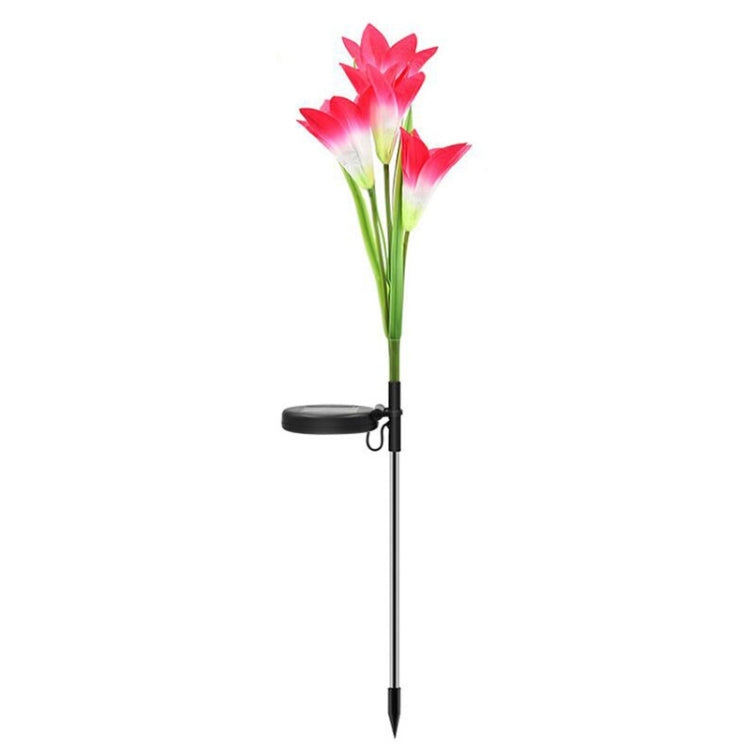 Simulated Lily Flower 4 Heads Solar Powered Outdoor IP55 Waterproof LED Decorative Lawn Lamp, White Light (Pink) - Solar Lights by buy2fix | Online Shopping UK | buy2fix