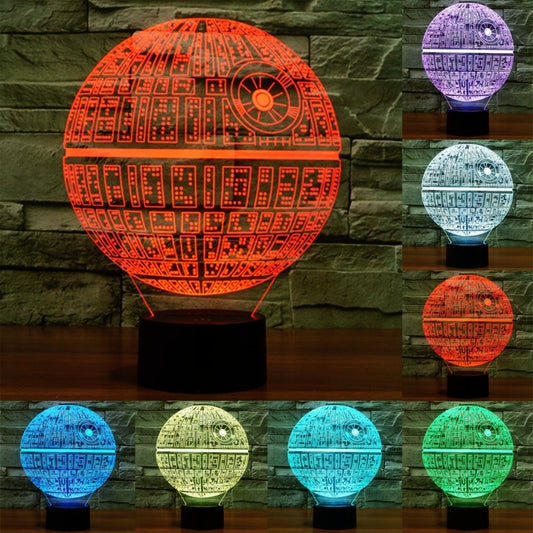 Death Star Style 3D Touch Switch Control LED Light , 7 Colour Discoloration Creative Visual Stereo Lamp Desk Lamp Night Light - Novelty Lighting by buy2fix | Online Shopping UK | buy2fix