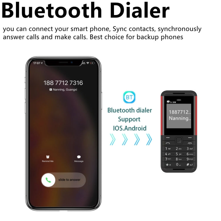 SERVO BM5310 Mini Mobile Phone, English Key, 1.33 inch, MTK6261D, 21 Keys, Support Bluetooth, FM, Magic Sound, Auto Call Record, GSM, Triple SIM (Black Red) - SERVO by SERVO | Online Shopping UK | buy2fix