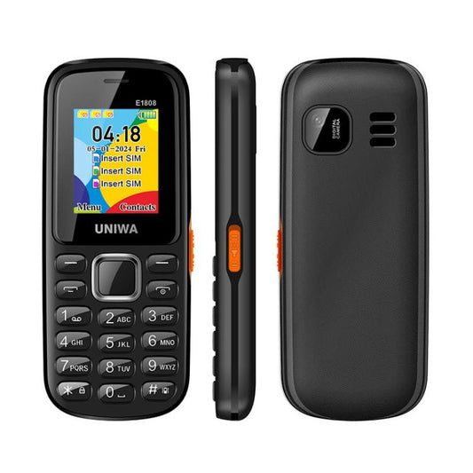 UNIWA E1808 Elder Keypad Phone, 1.77 inch SC6531E, LED Flashlight, 21 Keys, Network: 2G, Triple SIM, EU Plug (Black) - UNIWA by UNIWA | Online Shopping UK | buy2fix