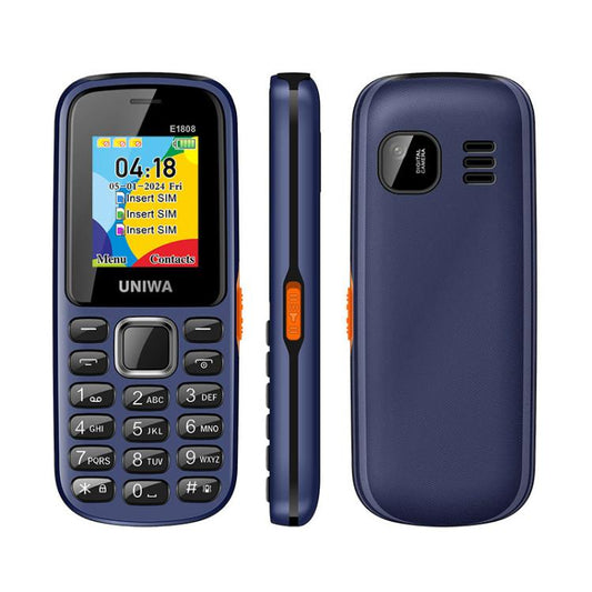 UNIWA E1808 Elder Keypad Phone, 1.77 inch SC6531E, LED Flashlight, 21 Keys, Network: 2G, Triple SIM, EU Plug (Blue) - UNIWA by UNIWA | Online Shopping UK | buy2fix