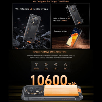 Oukitel G1 Rugged Phone, 6GB+256GB, Fingerprint Identification, 6.52 inch Android 14 T606 Octa Core, NFC, OTG, Network: 4G (Orange) - Other by OUKITEL | Online Shopping UK | buy2fix