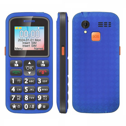 UNIWA M220 Elder Mobile Phone, 1.77 inch, 800mAh Battery, Network: 2G, SOS, LED Flashlight, FM, AU Plug (Blue) - UNIWA by UNIWA | Online Shopping UK | buy2fix