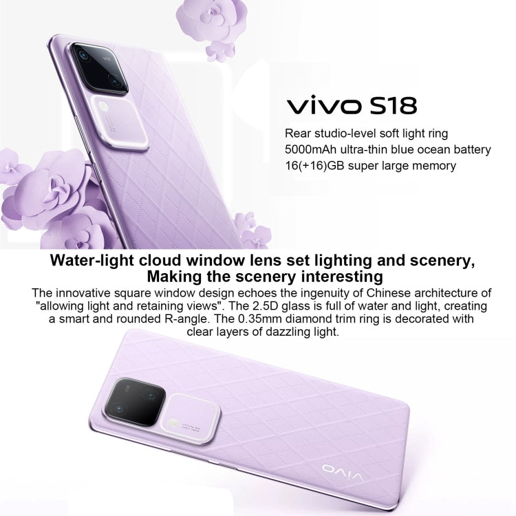 vivo S18, Dual Back Cameras, 12GB+256GB, Face ID Screen Fingerprint Identification, 6.78 inch Android 14.0 OriginOS 4 Snapdragon 7 Gen 3 Octa Core 2.63GHz, OTG, NFC, Network: 5G, Support Google Play (Blue Green) - vivo by vivo | Online Shopping UK | buy2fix