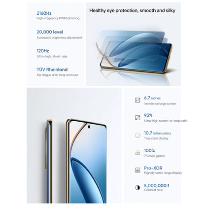 Realme 12 Pro Ultra, 12GB+512GB, Screen Fingerprint Identification, 6.7 inch Realme UI 5.0 Snapdragon 6 Gen 1 Octa Core, NFC, Network: 5G, Support Google Play (Gold) - OPPO by Realme | Online Shopping UK | buy2fix