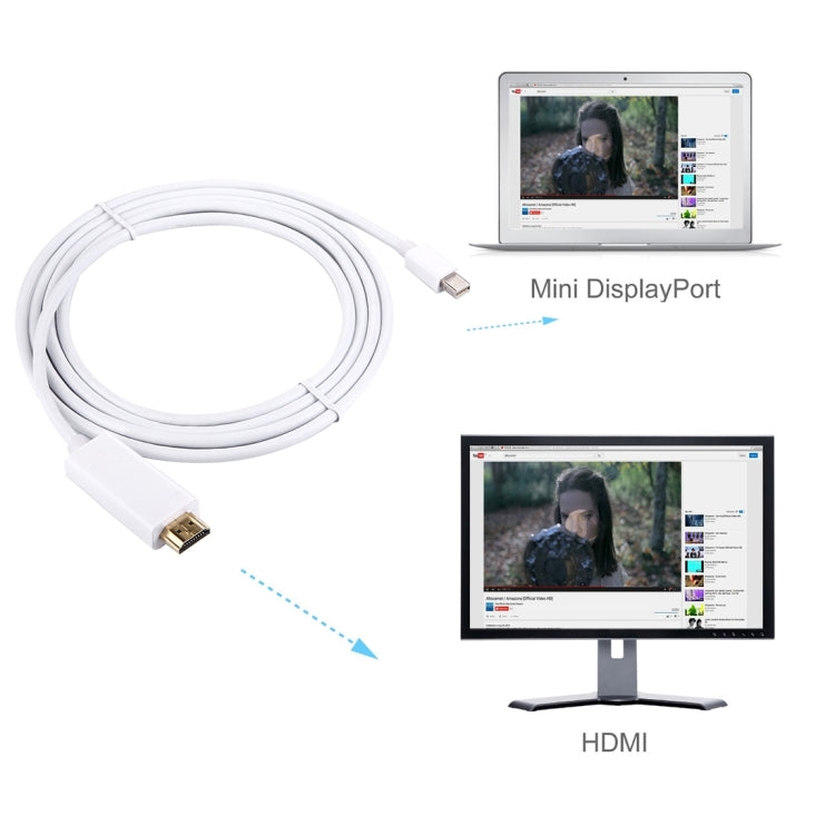 1.8m Mini DisplayPort Male to HDMI Male Adapter Cable - Cable & Adapter by buy2fix | Online Shopping UK | buy2fix