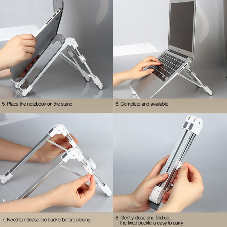 Aluminum Alloy Laptop Height Extender Holder Stand Folding Portable Computer Heat Dissipation Bracket, Size: 24.5x3.3x2.8cm (White) - MacBook Holder by buy2fix | Online Shopping UK | buy2fix