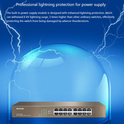 Tenda TEG1016D Desktop v6.0 16-Port Gigabit Ethernet Switch 6KV Lightning Protect - Switch by Tenda | Online Shopping UK | buy2fix