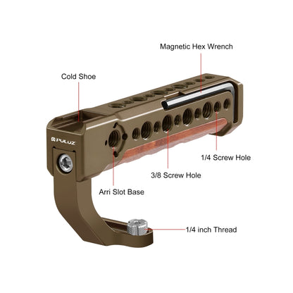 PULUZ Camera Wooden Top Handle with Cold Shoe Mount for Mirrorless Camera Cage Stabilizer(Bronze) - Camera Stabilizer by PULUZ | Online Shopping UK | buy2fix