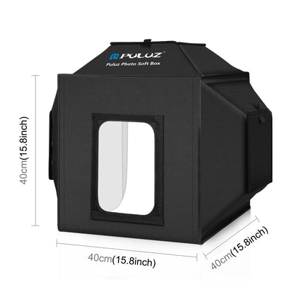 PULUZ 40cm Folding 72W 5500K Studio Shooting Tent Soft Box Photography Lighting Kit with 4 Colors (Black, Orange, White, Green) Backdrops(US Plug) -  by PULUZ | Online Shopping UK | buy2fix