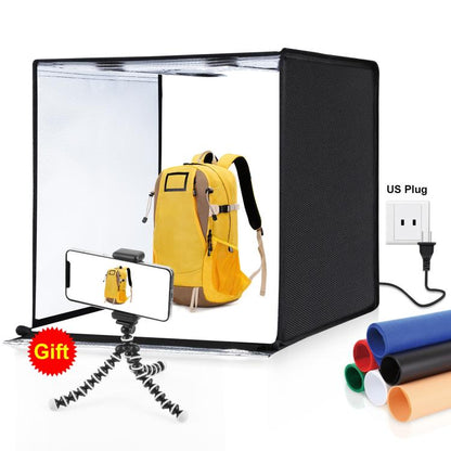 PULUZ Photo Studio Light Box Portable 60 x 60 x 60 cm Light Tent LED 5500K White Light Dimmable Mini 36W Photography Studio Tent Kit with 6 Removable Backdrops (Black Orange White Green Blue Red)(US Plug) -  by PULUZ | Online Shopping UK | buy2fix