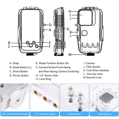 PULUZ 40m/130ft Waterproof Diving Case for iPhone 16 / 15 / 15 Pro / 14 / 14 Pro / 13 / 13 Pro / 12 / 12 Pro, with One-way Valve Photo Video Taking Underwater Housing Cover(White) - iPhone 14 Cases by PULUZ | Online Shopping UK | buy2fix