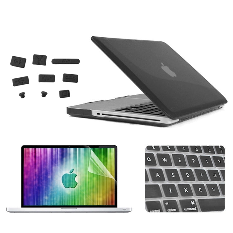 ENKAY for MacBook Pro 15.4 inch (US Version) / A1286 4 in 1 Crystal Hard Shell Plastic Protective Case with Screen Protector & Keyboard Guard & Anti-dust Plugs(Black) - MacBook Pro Cases by ENKAY | Online Shopping UK | buy2fix